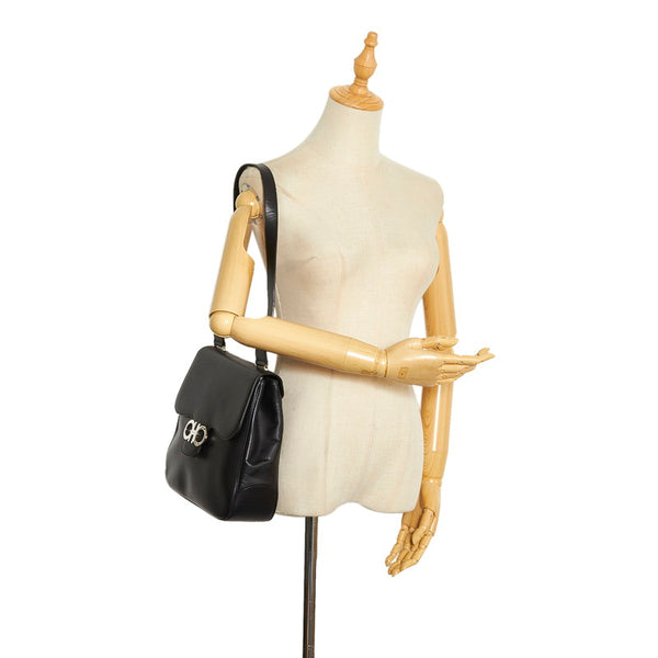 サルヴァトーレフェラガモ ガンチーニ ハンドバッグ ショルダーバッグ BL-217156 ブラック レザー レディース Salvatore Ferragamo 【中古】