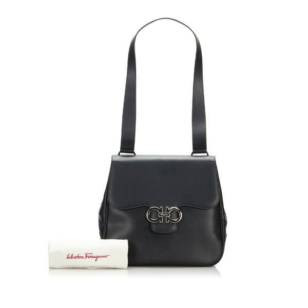 サルヴァトーレフェラガモ ガンチーニ ハンドバッグ ショルダーバッグ BL-217156 ブラック レザー レディース Salvatore Ferragamo 【中古】