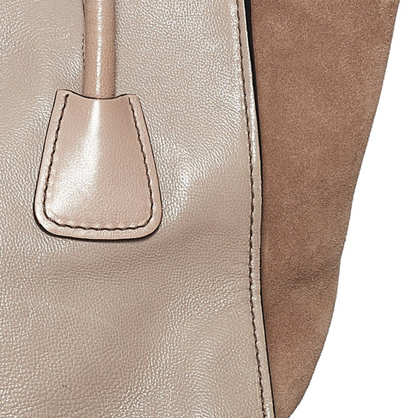 プラダ ベージュ レザー スウェード ハンドバッグ ショルダーバッグ 2way レディース PRADA 【中古】