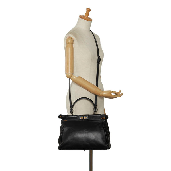 フェンディ ピーカブー ミディアム ハンドバッグ ショルダーバッグ 2WAY 8BN226 ブラック レザー レディース FENDI 【中古】