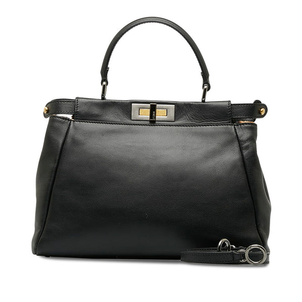 フェンディ ピーカブー ミディアム ハンドバッグ ショルダーバッグ 2WAY 8BN226 ブラック レザー レディース FENDI 【中古】
