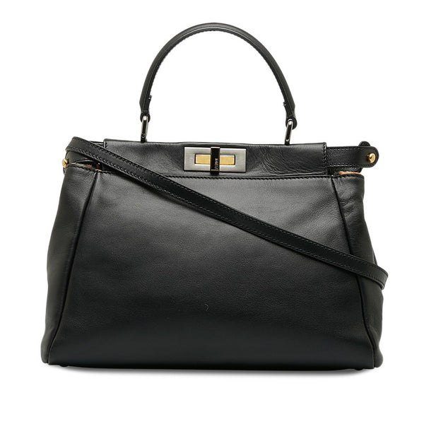 フェンディ ピーカブー ミディアム ハンドバッグ ショルダーバッグ 2WAY 8BN226 ブラック レザー レディース FENDI 【中古】