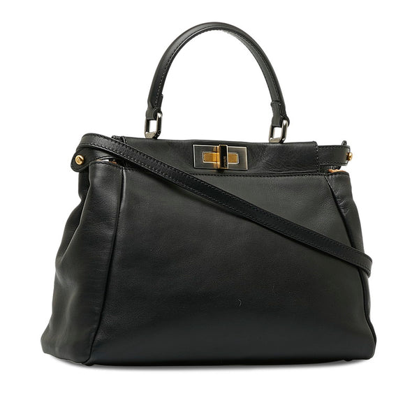 フェンディ ピーカブー ミディアム ハンドバッグ ショルダーバッグ 2WAY 8BN226 ブラック レザー レディース FENDI 【中古】
