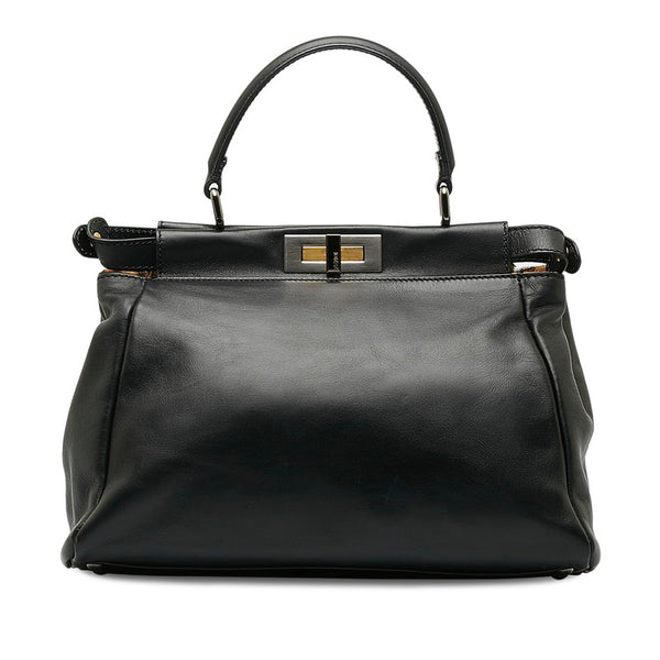 フェンディ ピーカブー ミディアム ハンドバッグ ショルダーバッグ 2WAY 8BN226 ブラック レザー レディース FENDI 【中古】