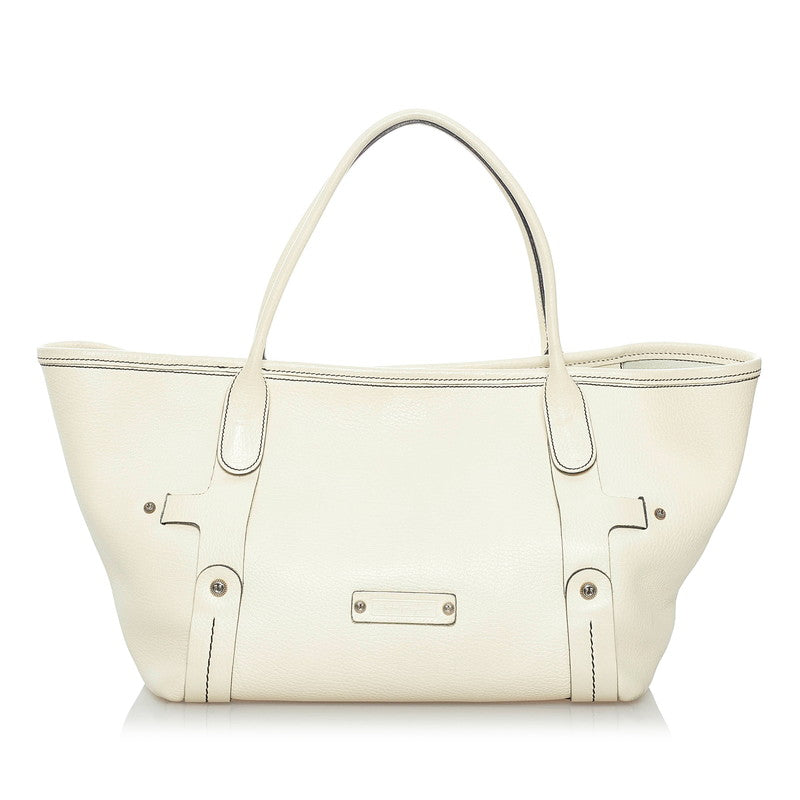 サルヴァトーレフェラガモ トートバッグ FH-21 8423 ホワイト レザー レディース Salvatore Ferragamo 【中古】