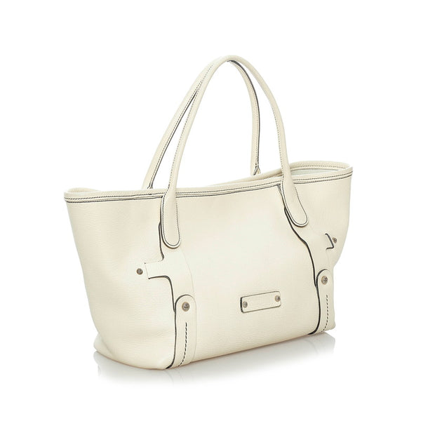 サルヴァトーレフェラガモ トートバッグ FH-21 8423 ホワイト レザー レディース Salvatore Ferragamo 【中古】