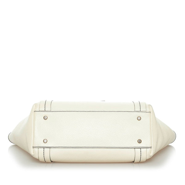 サルヴァトーレフェラガモ トートバッグ FH-21 8423 ホワイト レザー レディース Salvatore Ferragamo 【中古】