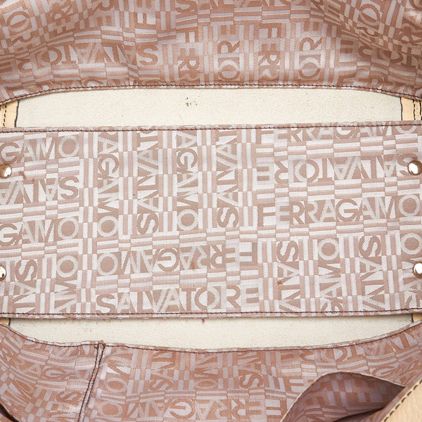 サルヴァトーレフェラガモ トートバッグ FH-21 8423 ホワイト レザー レディース Salvatore Ferragamo 【中古】