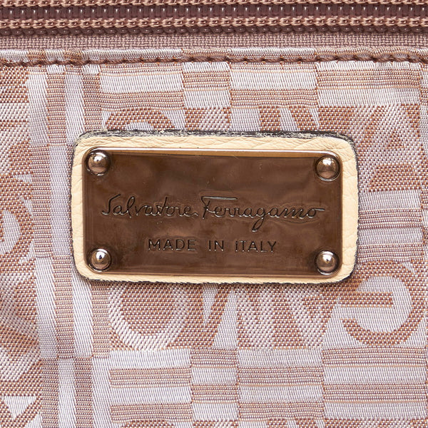 サルヴァトーレフェラガモ トートバッグ FH-21 8423 ホワイト レザー レディース Salvatore Ferragamo 【中古】