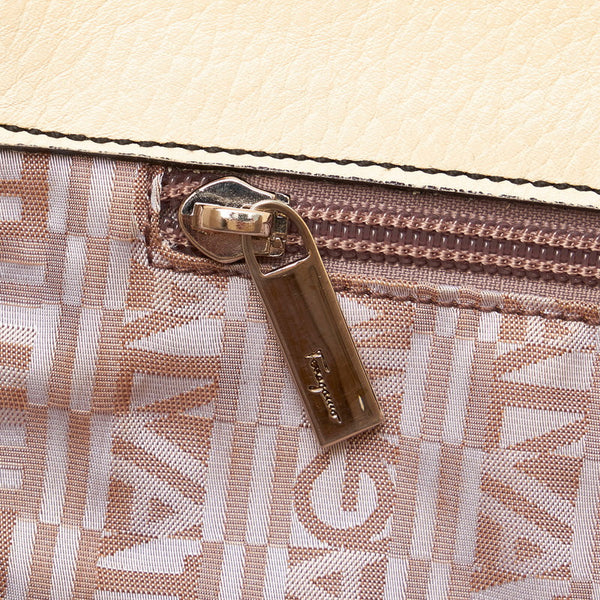 サルヴァトーレフェラガモ トートバッグ FH-21 8423 ホワイト レザー レディース Salvatore Ferragamo 【中古】