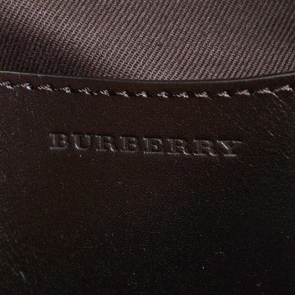 バーバリー ノバチェック クラッチバッグ ベージュ シルバー キャンバス メンズ BURBERRY 【中古】