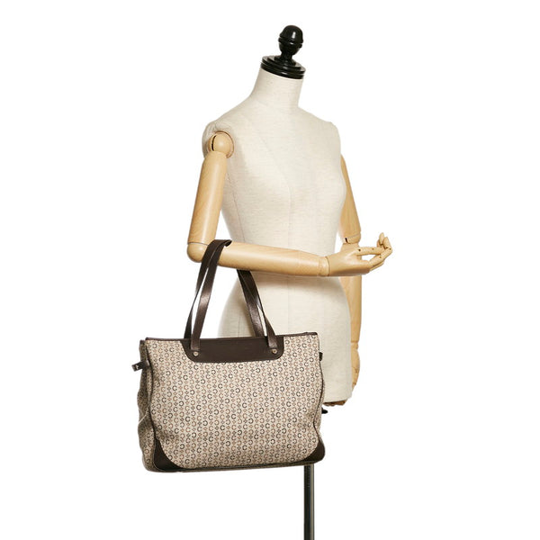 セリーヌ Cマカダム ハンドバッグ ブラウン キャンバス レザー レディース CELINE 【中古】