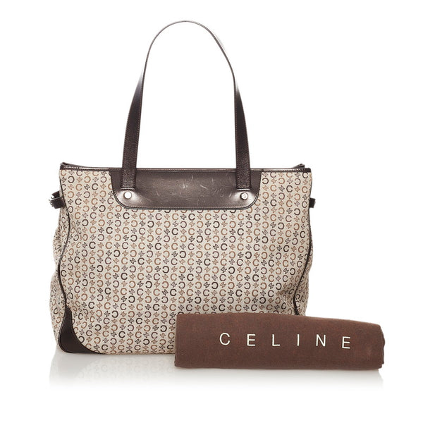 セリーヌ Cマカダム ハンドバッグ ブラウン キャンバス レザー レディース CELINE 【中古】