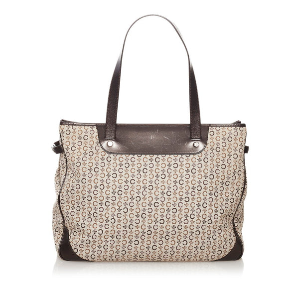 セリーヌ Cマカダム ハンドバッグ ブラウン キャンバス レザー レディース CELINE 【中古】