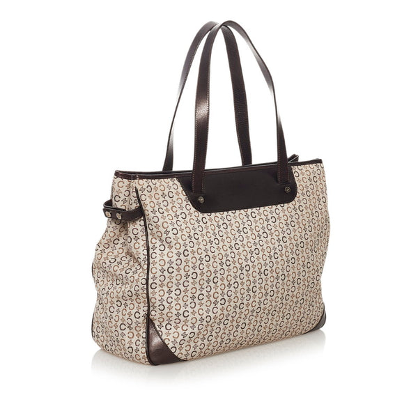 セリーヌ Cマカダム ハンドバッグ ブラウン キャンバス レザー レディース CELINE 【中古】
