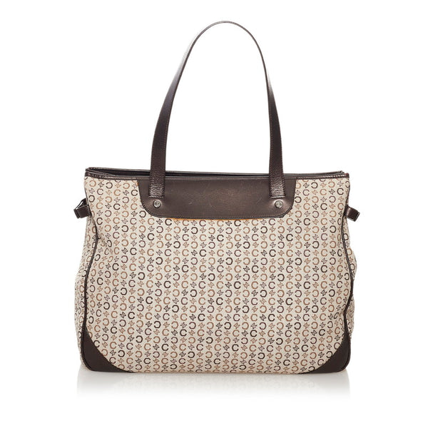 セリーヌ Cマカダム ハンドバッグ ブラウン キャンバス レザー レディース CELINE 【中古】