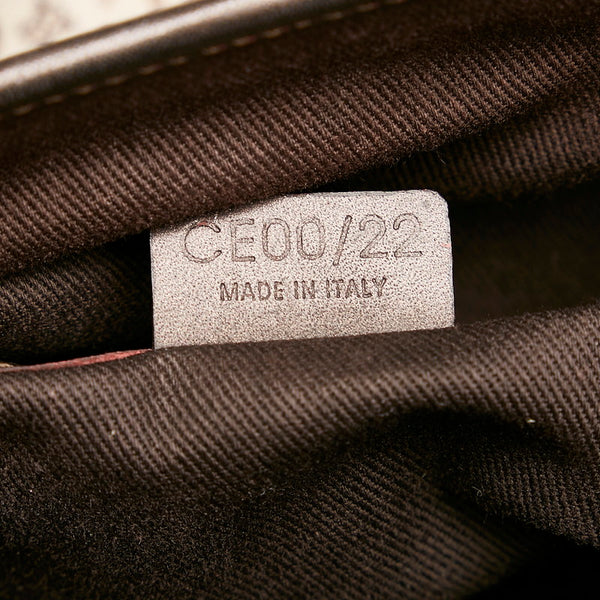 セリーヌ Cマカダム ハンドバッグ ブラウン キャンバス レザー レディース CELINE 【中古】