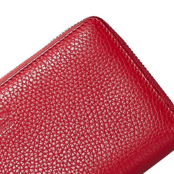 グッチ タッセル バンブー ラウンドファスナー 長財布 307984 レッド レザー レディース GUCCI 【中古】