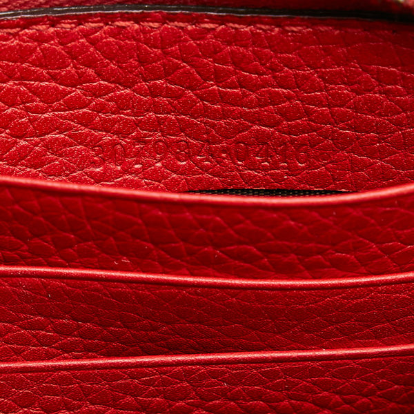 グッチ タッセル バンブー ラウンドファスナー 長財布 307984 レッド レザー レディース GUCCI 【中古】