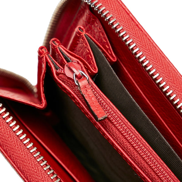 グッチ タッセル バンブー ラウンドファスナー 長財布 307984 レッド レザー レディース GUCCI 【中古】