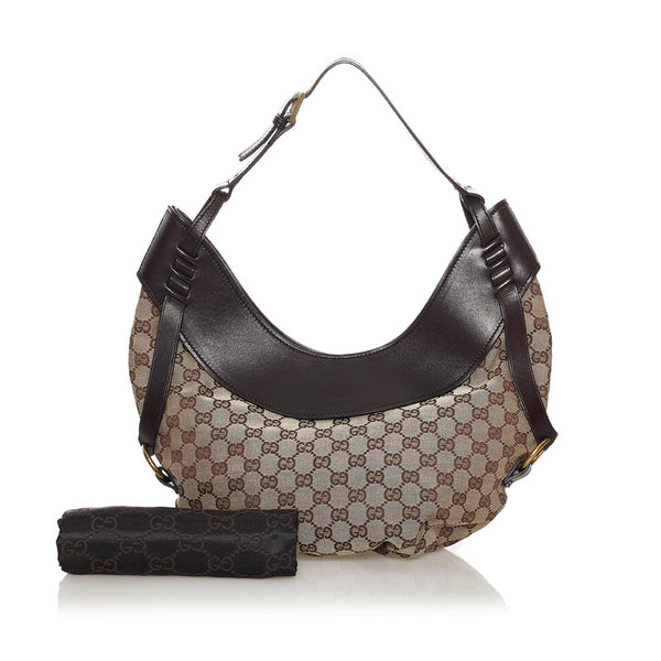 グッチ GGキャンバス ワンショルダーバッグ 106250 ブラウン キャンバス レザー レディース GUCCI 【中古】