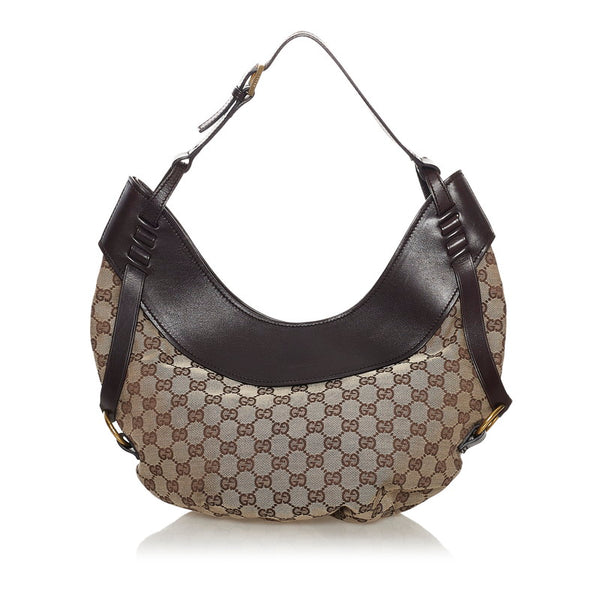 グッチ GGキャンバス ワンショルダーバッグ 106250 ブラウン キャンバス レザー レディース GUCCI 【中古】