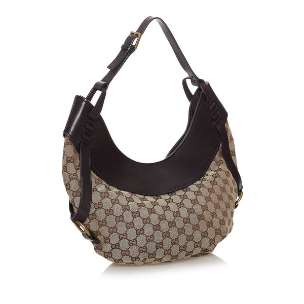 グッチ GGキャンバス ワンショルダーバッグ 106250 ブラウン キャンバス レザー レディース GUCCI 【中古】