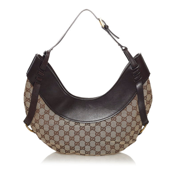 グッチ GGキャンバス ワンショルダーバッグ 106250 ブラウン キャンバス レザー レディース GUCCI 【中古】