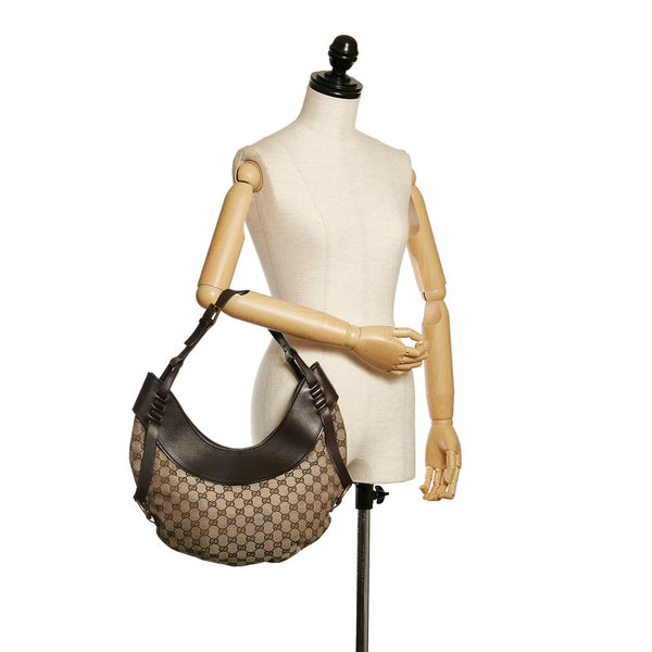 グッチ GGキャンバス ワンショルダーバッグ 106250 ブラウン キャンバス レザー レディース GUCCI 【中古】