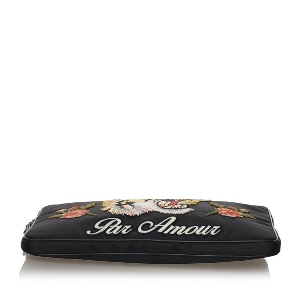 グッチ エンブロイダリー タイガー クラッチバッグ ラップトップケース 473884 ブラック キャンバス レディース GUCCI 【中古】