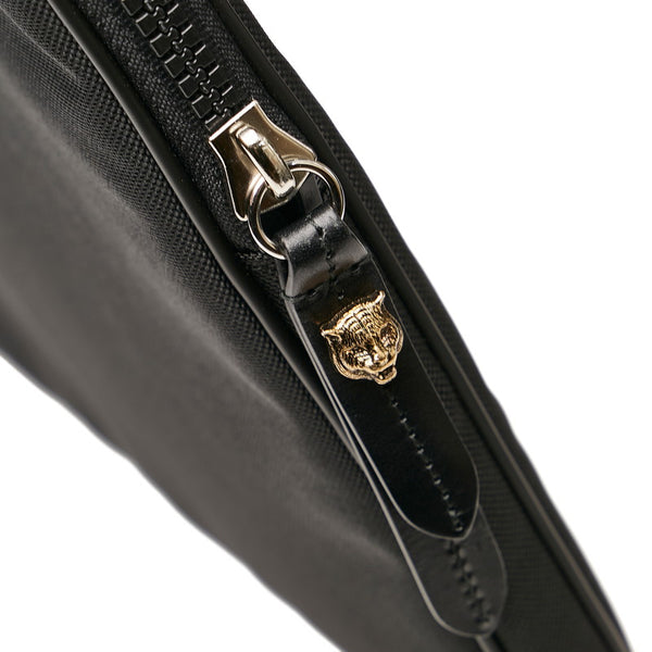 グッチ エンブロイダリー タイガー クラッチバッグ ラップトップケース 473884 ブラック キャンバス レディース GUCCI 【中古】