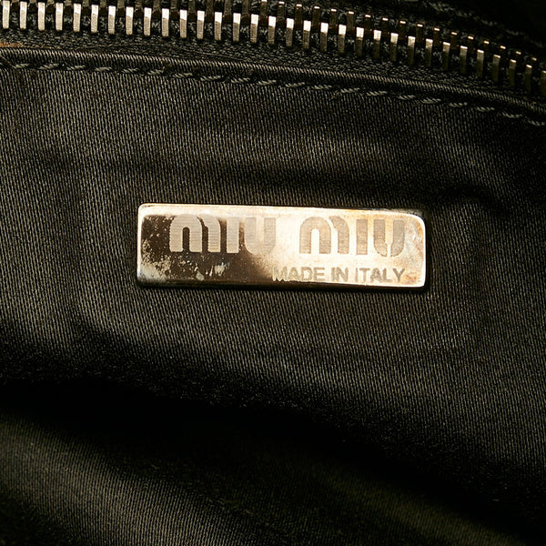 ミュウミュウ ブラック レザー ハンドバッグ レディース MIUMIU 【中古】