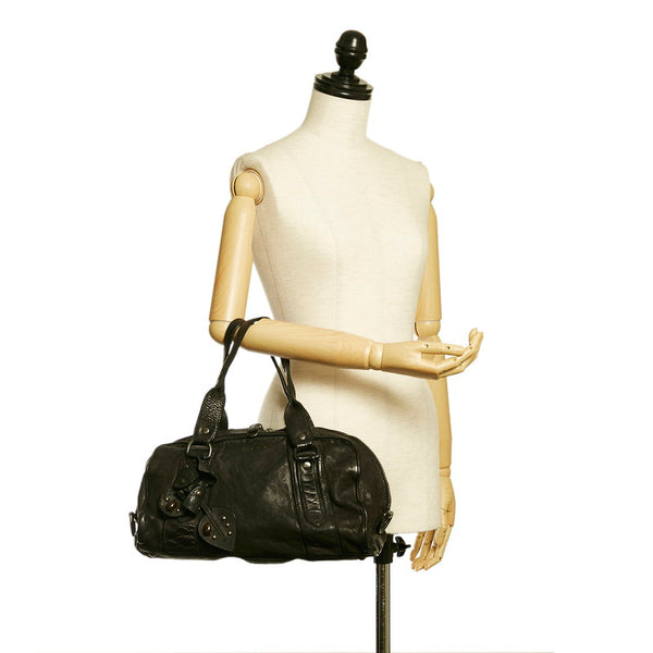ミュウミュウ ブラック レザー ハンドバッグ レディース MIUMIU 【中古】