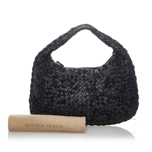ボッテガヴェネタ イントレチャート ワンショルダー ブラック レザー ベロア レディース BOTTEGAVENETA 【中古】