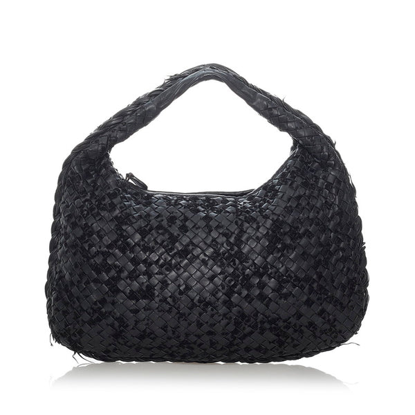 ボッテガヴェネタ イントレチャート ワンショルダー ブラック レザー ベロア レディース BOTTEGAVENETA 【中古】
