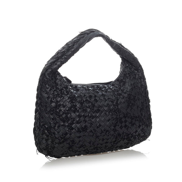 ボッテガヴェネタ イントレチャート ワンショルダー ブラック レザー ベロア レディース BOTTEGAVENETA 【中古】