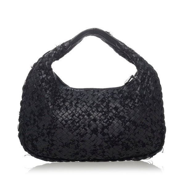 ボッテガヴェネタ イントレチャート ワンショルダー ブラック レザー ベロア レディース BOTTEGAVENETA 【中古】
