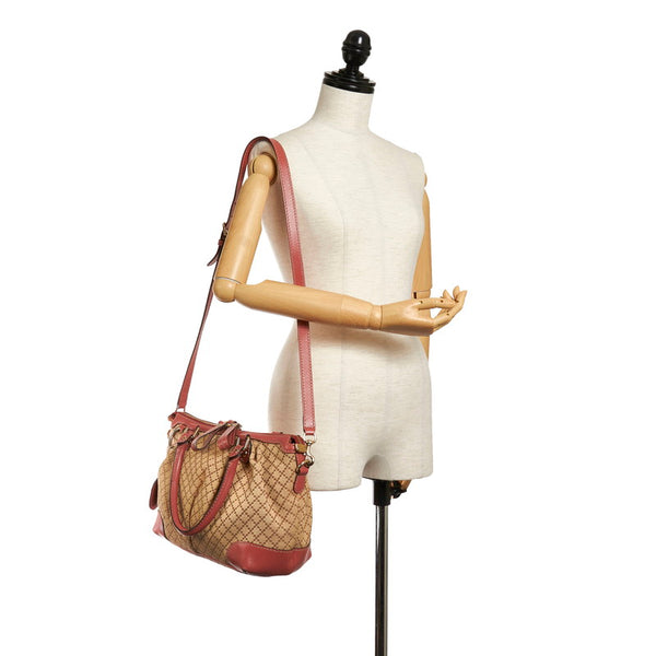 グッチ ディアマンテ スーキー 247902 ベージュ ピンク キャンバス レザー ハンドバッグ ショルダーバッグ 2WAY レディース GUCCI 【中古】