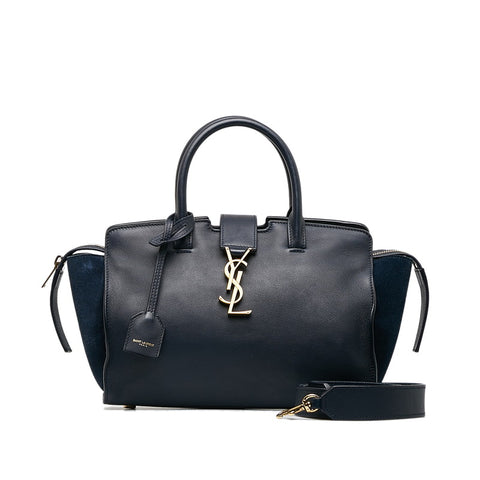 サンローラン ベビー ダウンタウンカバス ハンドバッグ ショルダーバッグ 2WAY 436834 ネイビー レザー レディース SAINT LAURENT 【中古】