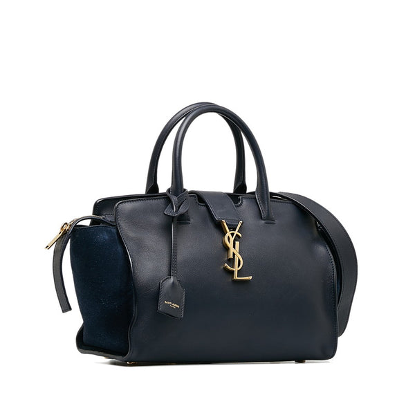 サンローラン ベビー ダウンタウンカバス ハンドバッグ ショルダーバッグ 2WAY 436834 ネイビー レザー レディース SAINT LAURENT 【中古】