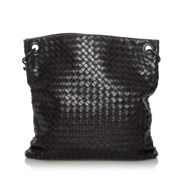 ボッテガヴェネタ イントレチャート 斜め掛け ショルダーバッグ ブラウン レザー メンズ BOTTEGAVENETA 【中古】