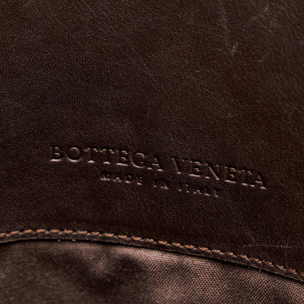 ボッテガヴェネタ イントレチャート 斜め掛け ショルダーバッグ ブラウン レザー メンズ BOTTEGAVENETA 【中古】
