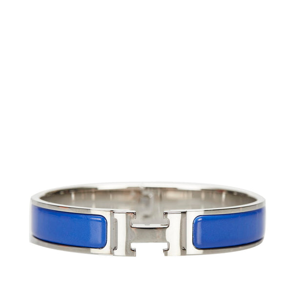 エルメス クリッククラックH PM バングル ブルー シルバー メタル レディース HERMES 【中古】