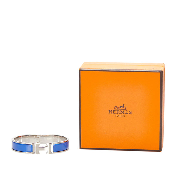 エルメス クリッククラックH PM バングル ブルー シルバー メタル レディース HERMES 【中古】