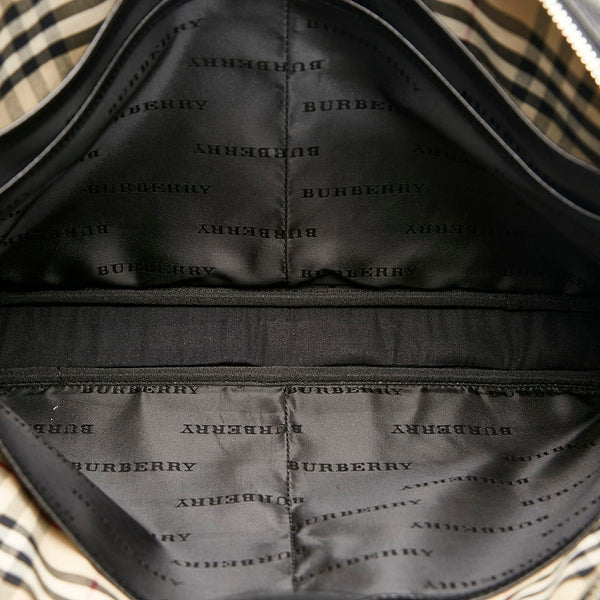 バーバリー ノバチェック ビジネスバッグ ブリーフケース 書類バッグ ブラック レザー レディース BURBERRY 【中古】