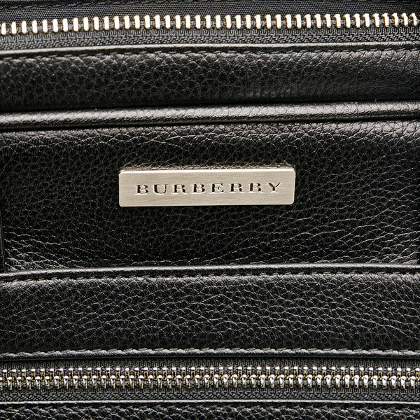 バーバリー ノバチェック ビジネスバッグ ブリーフケース 書類バッグ ブラック レザー レディース BURBERRY 【中古】