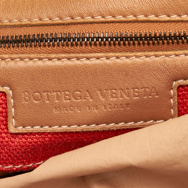 ボッテガヴェネタ トートバッグ レッド ベージュ キャンバス レザー レディース BOTTEGAVENETA 【中古】