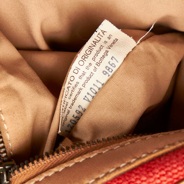ボッテガヴェネタ トートバッグ レッド ベージュ キャンバス レザー レディース BOTTEGAVENETA 【中古】
