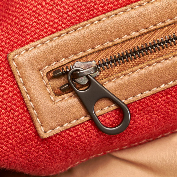 ボッテガヴェネタ トートバッグ レッド ベージュ キャンバス レザー レディース BOTTEGAVENETA 【中古】