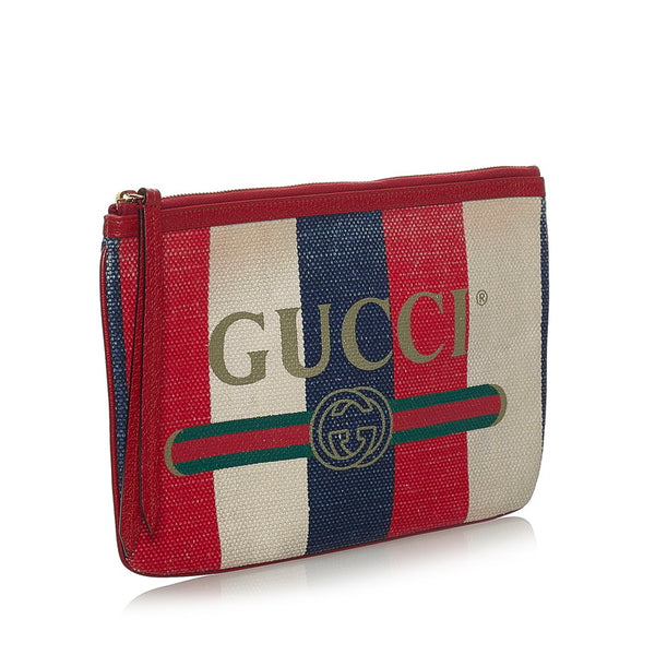 グッチ ストライプ 524788 マルチ キャンバス レザー クラッチバッグ メンズ GUCCI 【中古】